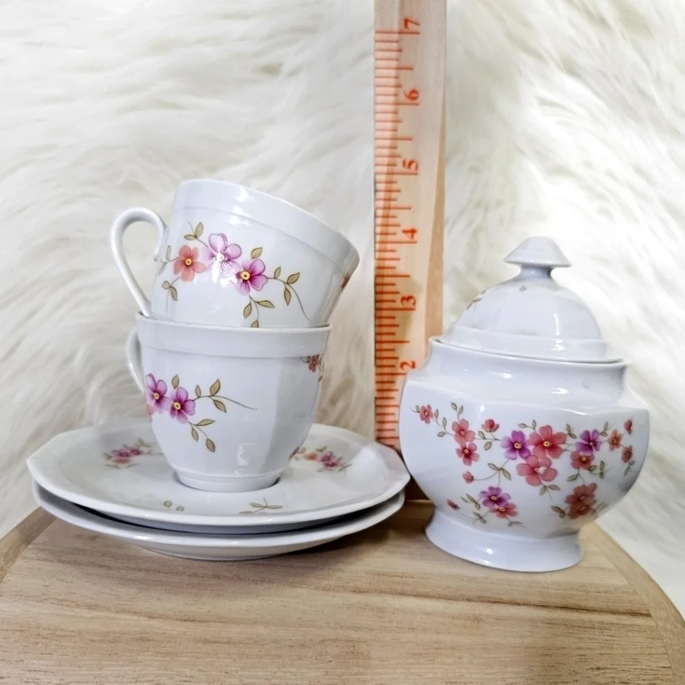 Winterling Schwarzenbach Bavaria Porcelain Cup, Saucer And Sugar Container